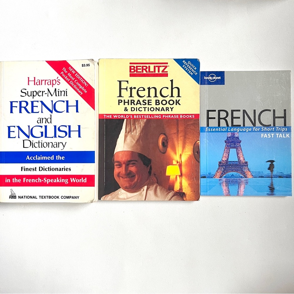 French Language Book Set- perfecr for travel or studying- pocket sized. 3 books